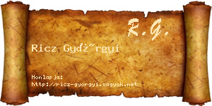 Ricz Györgyi névjegykártya